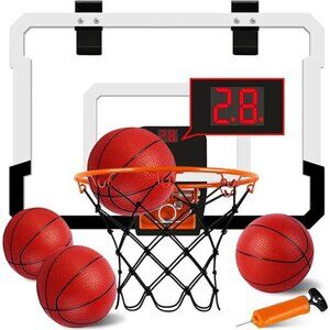 Indoor Mini Basketball Hoop with Electronic Scoreboard Over The Door Basketball